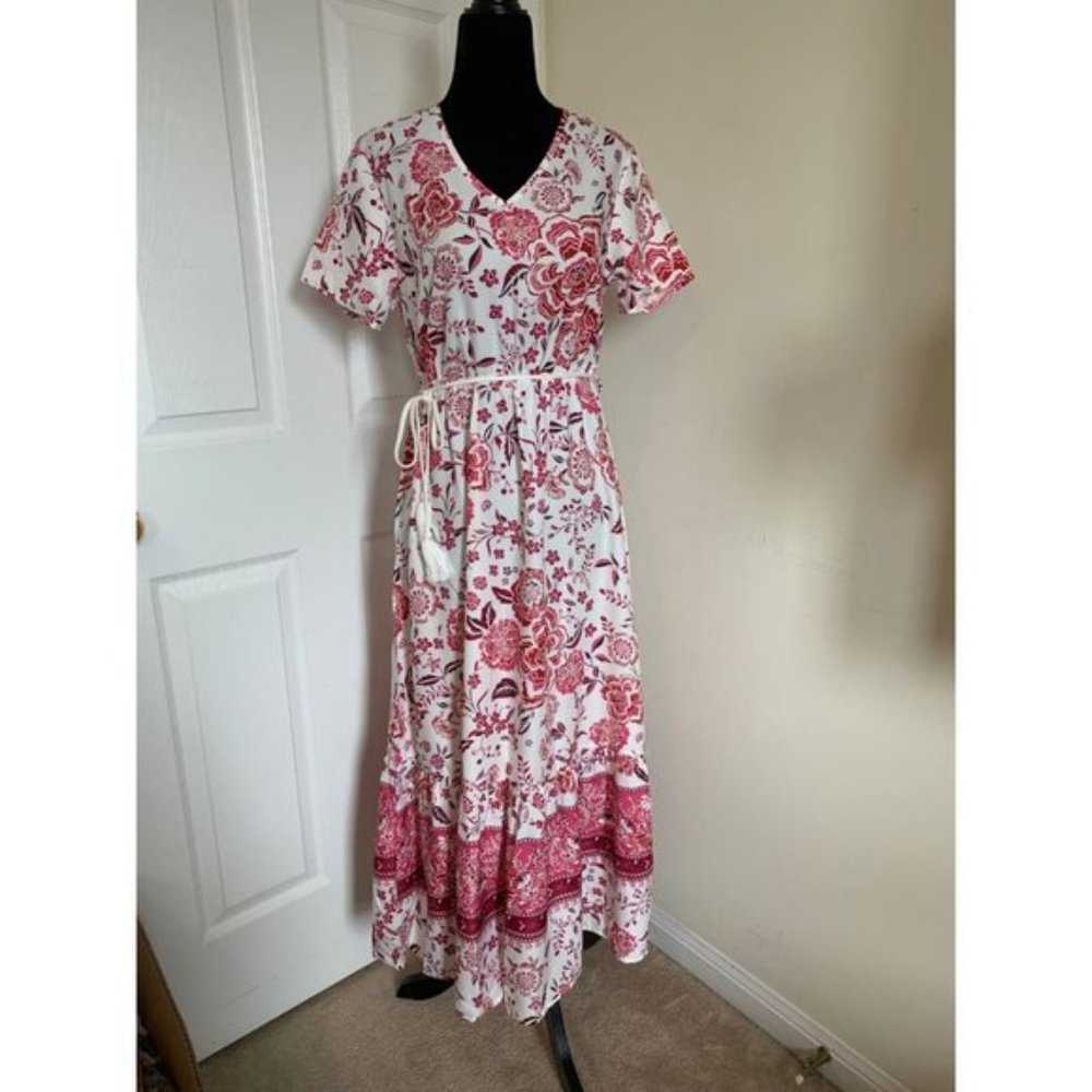 Floral Print Ruffle Hem Dress - Picture 6 of 8